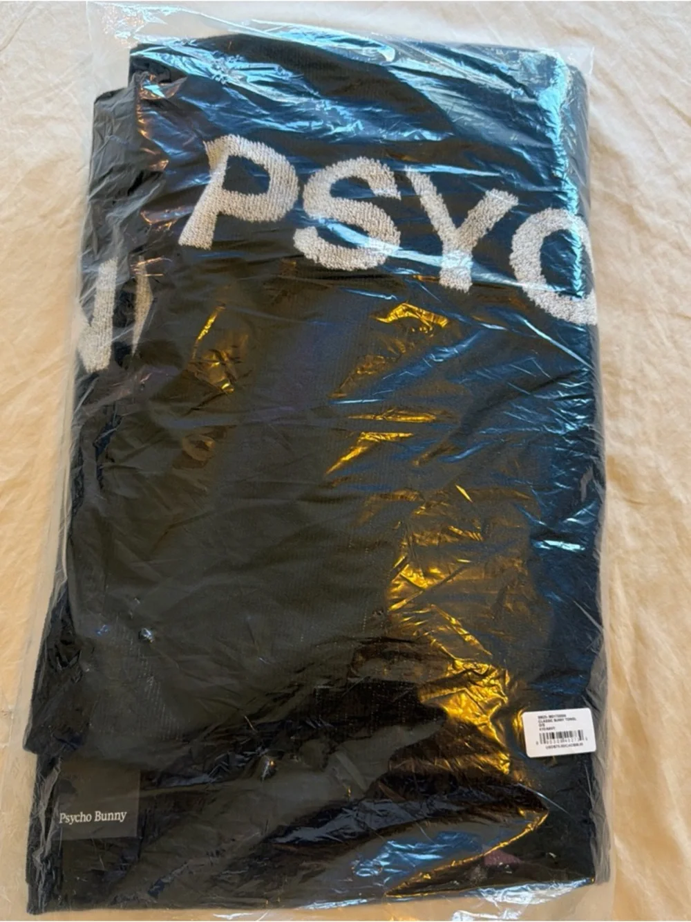 NWT Psycho Bunny Classic Thick Oversized Beach Towel Navy Blue/Pink